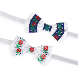Saténový motýlek folklor hand made, délka 9 cm