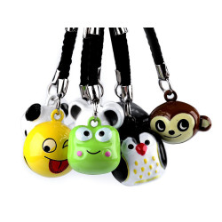 Přívěsek na klíče rolnička tučňák, panda, smajlík, myš, opice