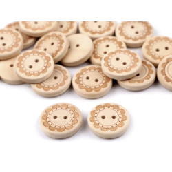 Dřevěný dekorační knoflík květ