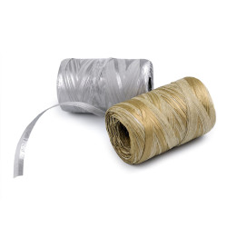 Lýko rafie k pletení tašek - přírodní metalické, šíře 5-8 mm